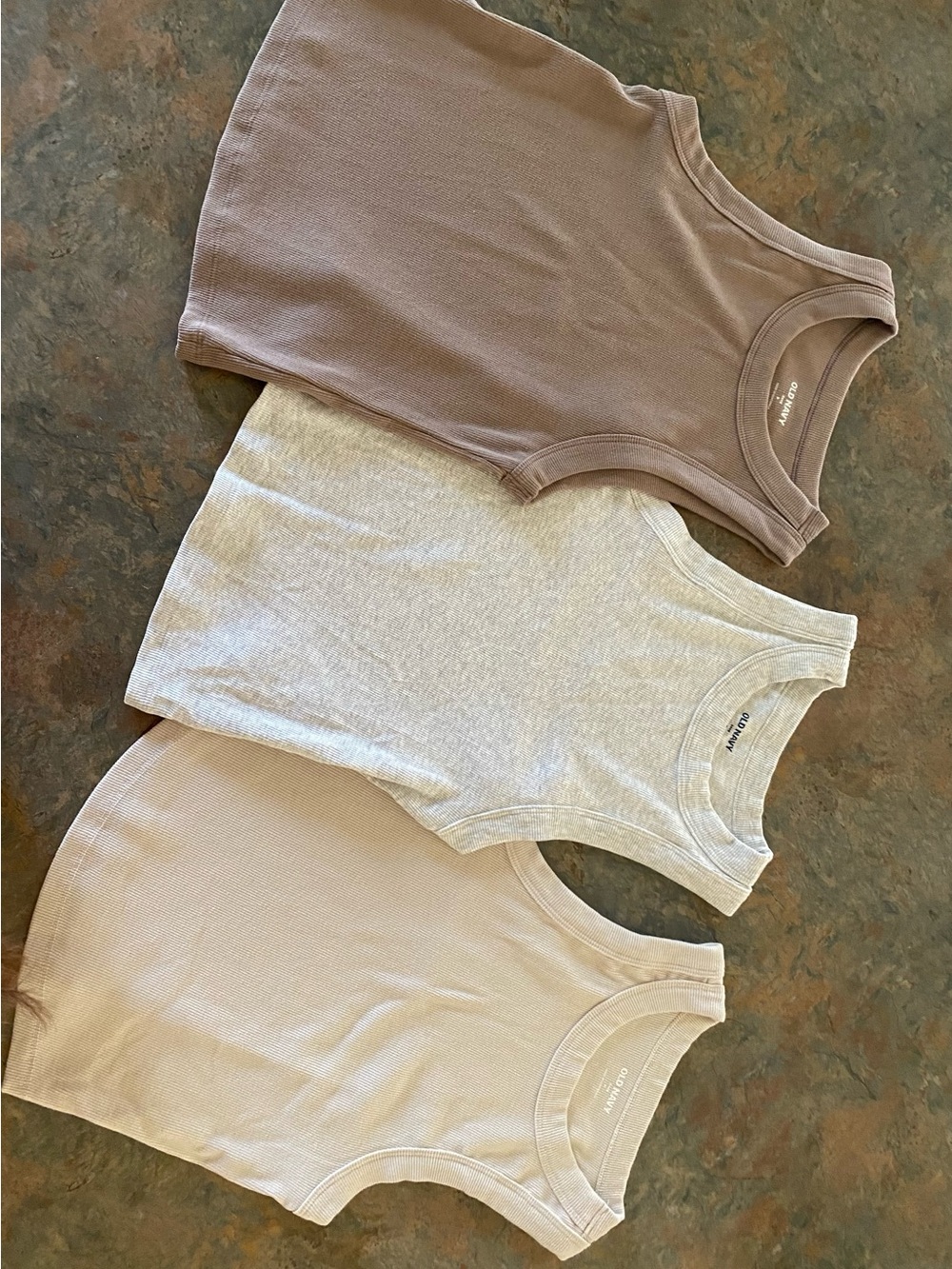 Old Navy Neutral Ribbed Tank Trio - Taupe, Light Gray, Beige